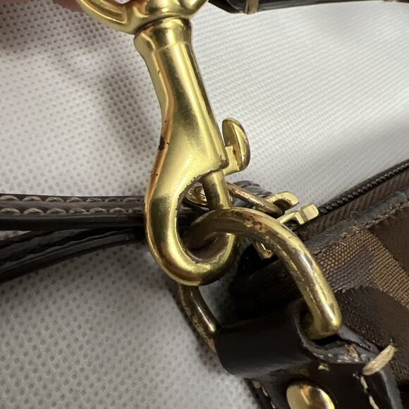 Coach Signature Logo Swingpack Crossbody Bag Brown Adjustable Strap Y2K COA - Picture 5 of 12